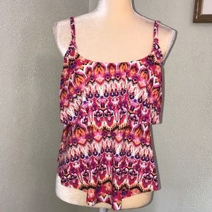 Ocean Avenue Multicolor Ruffled Tankini Top Medium